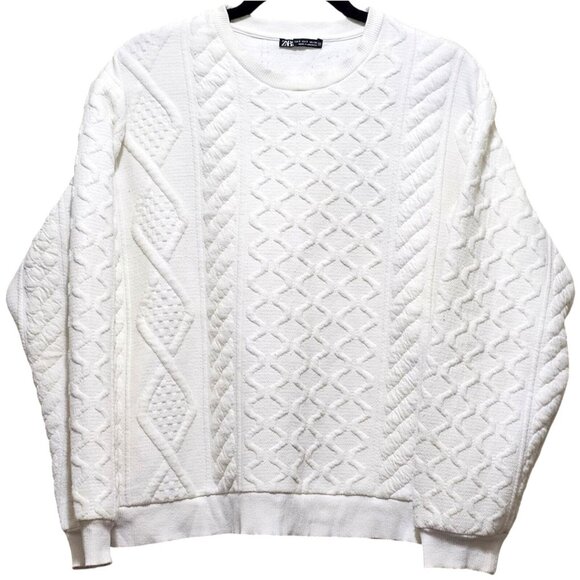Zara Woman's White Cable Knit Sweater S‎ - Picture 1 of 6